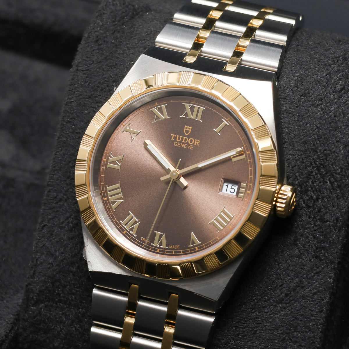 Tudor Royal 2026 Complete 38mm Stainless Steel and Yellow Gold Chocolate Brown Dial Yellow Gold Notched Bezel Stainless Steel and Yellow Gold Integrated Bracelet 28503
