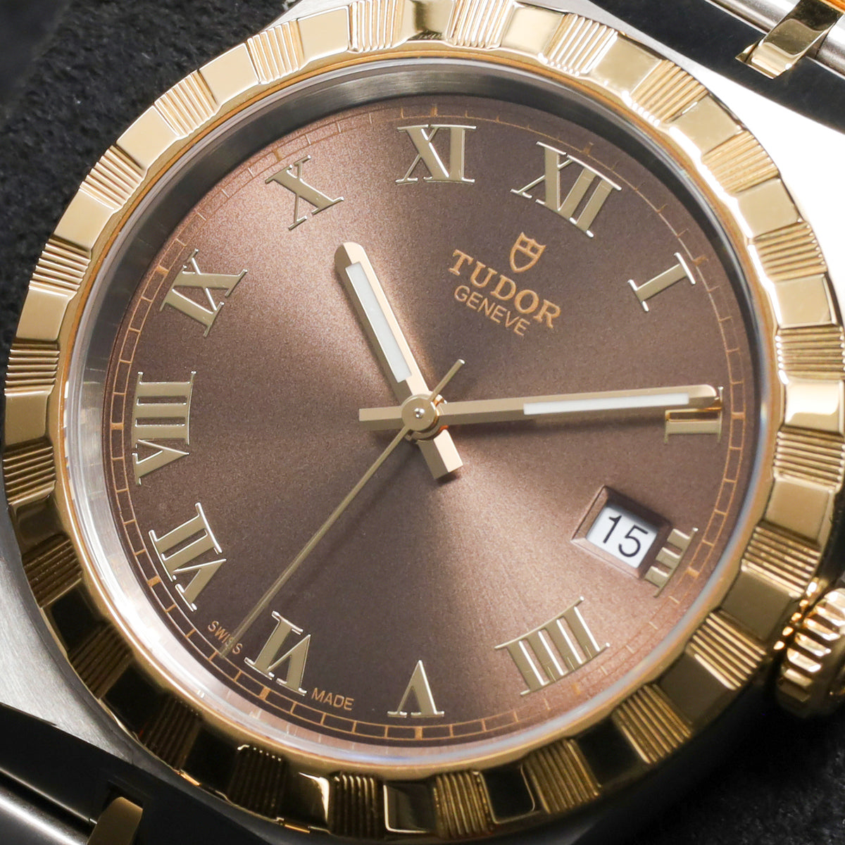 Tudor Royal 2026 Complete 38mm Stainless Steel and Yellow Gold Chocolate Brown Dial Yellow Gold Notched Bezel Stainless Steel and Yellow Gold Integrated Bracelet 28503