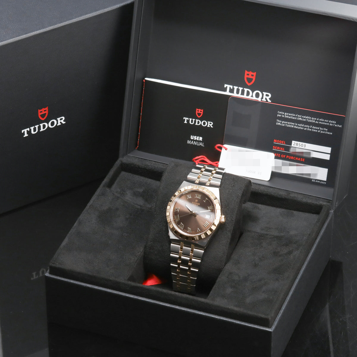 Tudor Royal 2026 Complete 38mm Stainless Steel and Yellow Gold Chocolate Brown Dial Yellow Gold Notched Bezel Stainless Steel and Yellow Gold Integrated Bracelet 28503