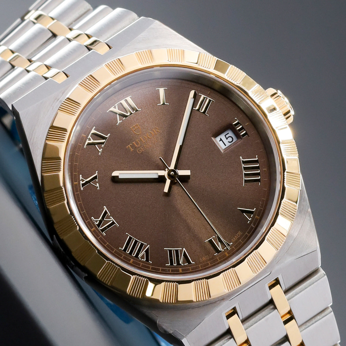 Tudor Royal 2026 Complete 38mm Stainless Steel and Yellow Gold Chocolate Brown Dial Yellow Gold Notched Bezel Stainless Steel and Yellow Gold Integrated Bracelet 28503