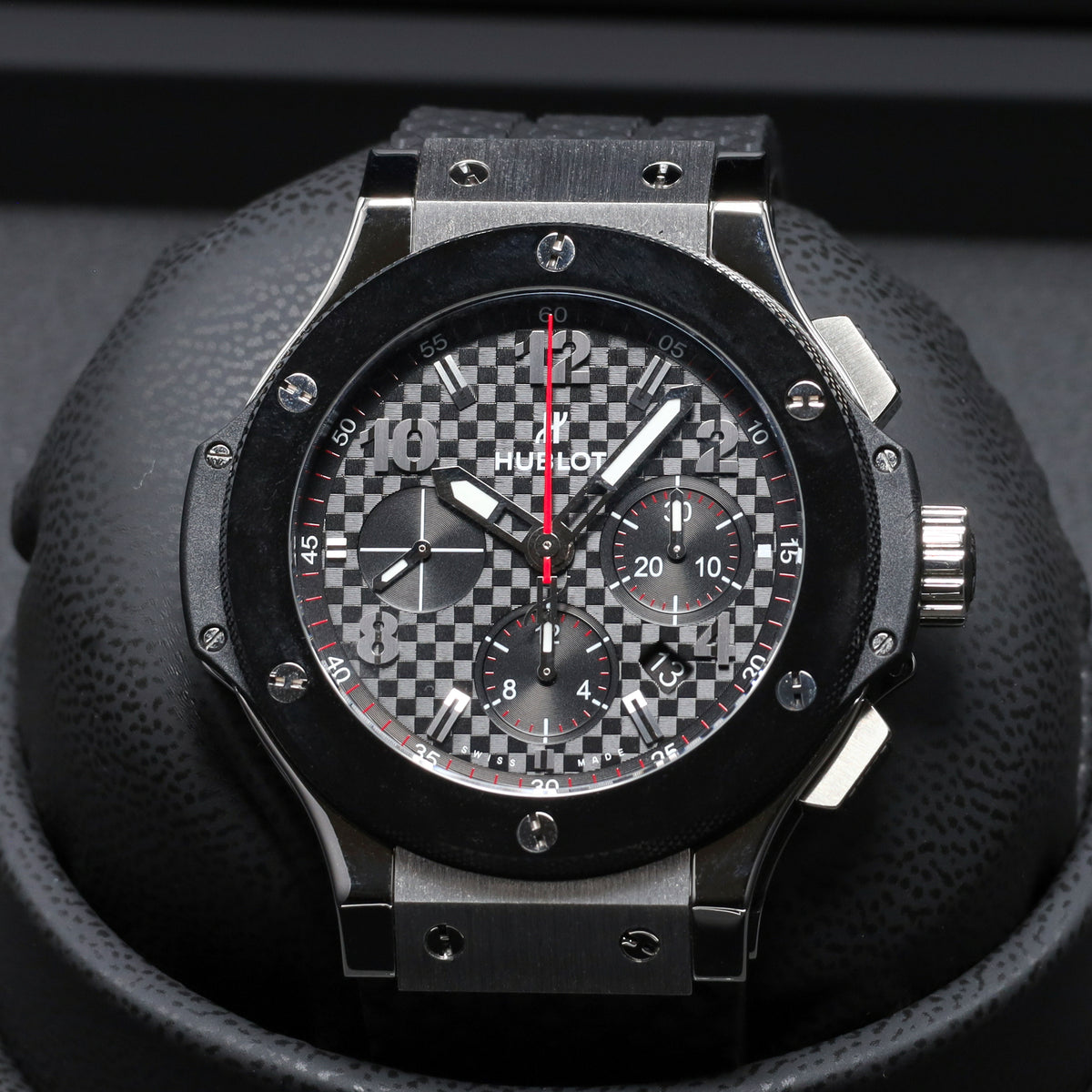 Hublot Big Bang 44mm Stainless Steel Carbon Fiber Dial Black Ceramic Bezel Black Rubber Strap 301.SB.131.RX