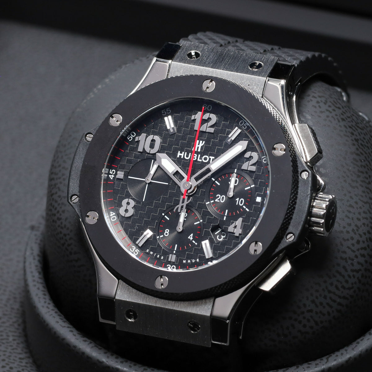 Hublot Big Bang 44mm Stainless Steel Carbon Fiber Dial Black Ceramic Bezel Black Rubber Strap 301.SB.131.RX