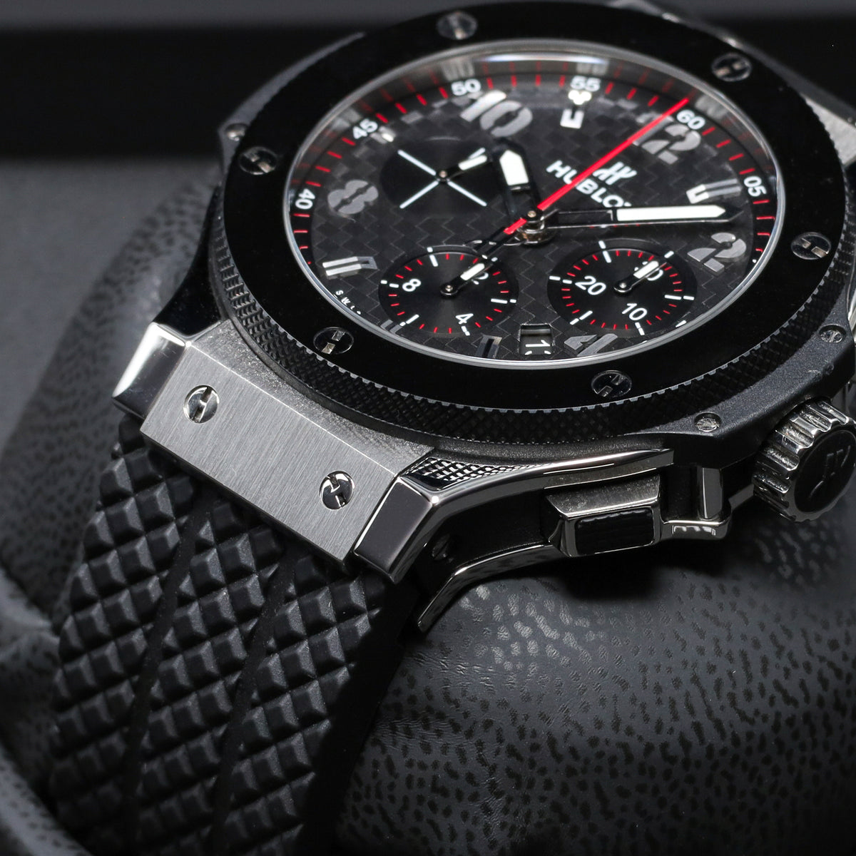 Hublot Big Bang 44mm Stainless Steel Carbon Fiber Dial Black Ceramic Bezel Black Rubber Strap 301.SB.131.RX