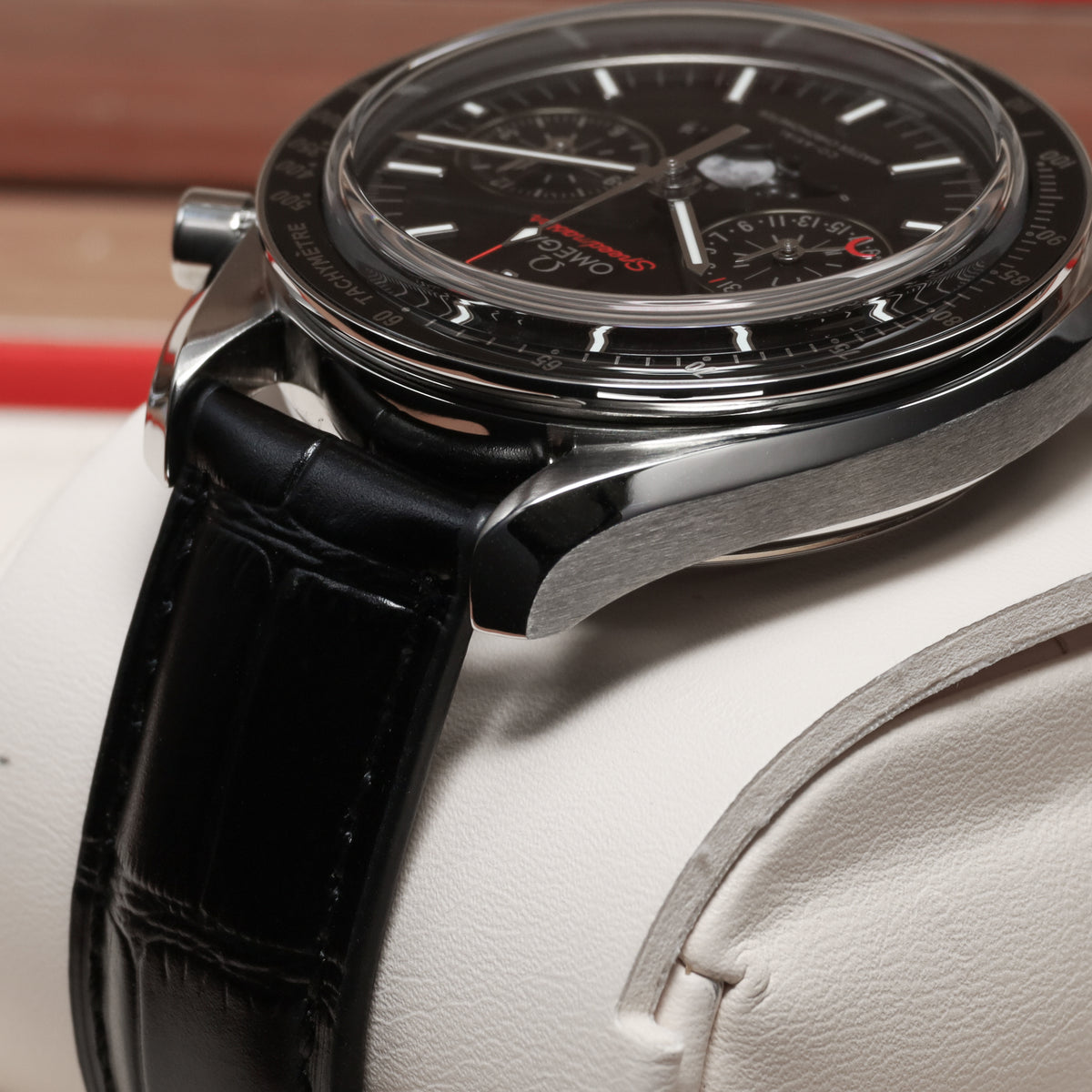 Omega Speedmaster 2022 Complete 44.25mm Stainless Steel Black Dial Black Ceramic Tachymeter Bezel Black Leather Strap with Stainless Steel Folding Clasp 304.33.44.52.01.001