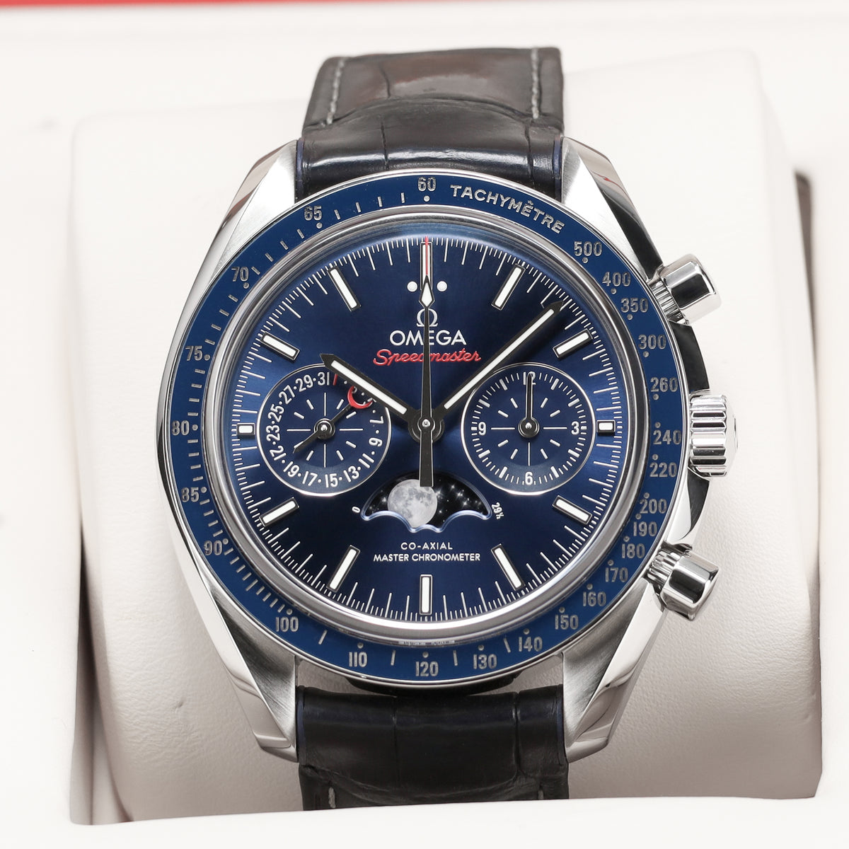 Omega Speedmaster Complete 2022 Stainless Steel : Blue Dial Ceramic Tachymeter Bezel Ceramic Tachymeter Bezel : Blue Leather Strap  304.33.44.52.03.001