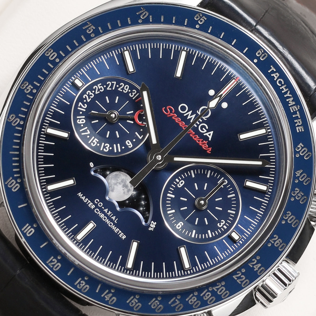 Omega Speedmaster Complete 2022 Stainless Steel : Blue Dial Ceramic Tachymeter Bezel Ceramic Tachymeter Bezel : Blue Leather Strap  304.33.44.52.03.001