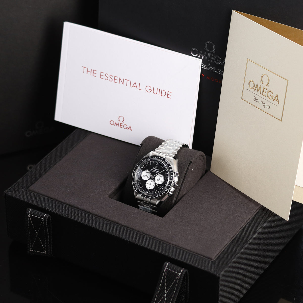 Omega Speedmaster Reverse Panda 2026 Complete 42mm Stainless steel Black with white sub-dials Black anodized aluminum tachymeter bezel Stainless steel 310.30.42.50.01.004