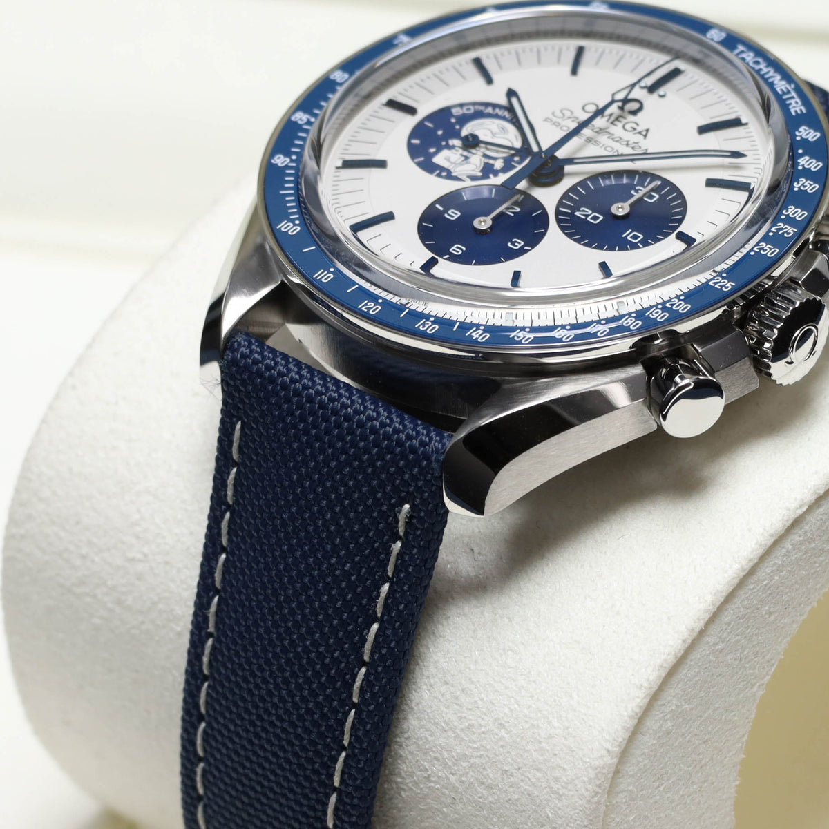 Omega Speedmaster 2026 Complete 42mm Stainless Steel Silver with Snoopy Subdial Blue Ceramic Bezel Blue Nylon Fabric Strap 310.32.42.50.02.001