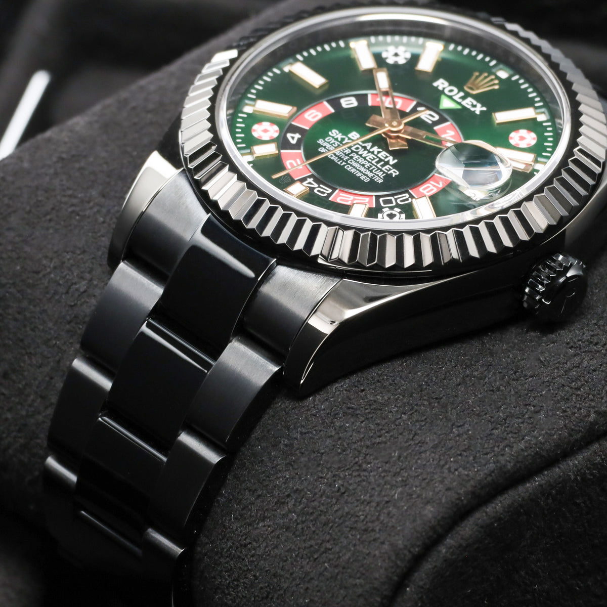 Blaken Rolex 2026 Complete 42mm Oystersteel Green Casino-Inspired Blaken Dial White Gold Fluted Bezel Oystersteel Oyster Bracelet 326934 Blaken