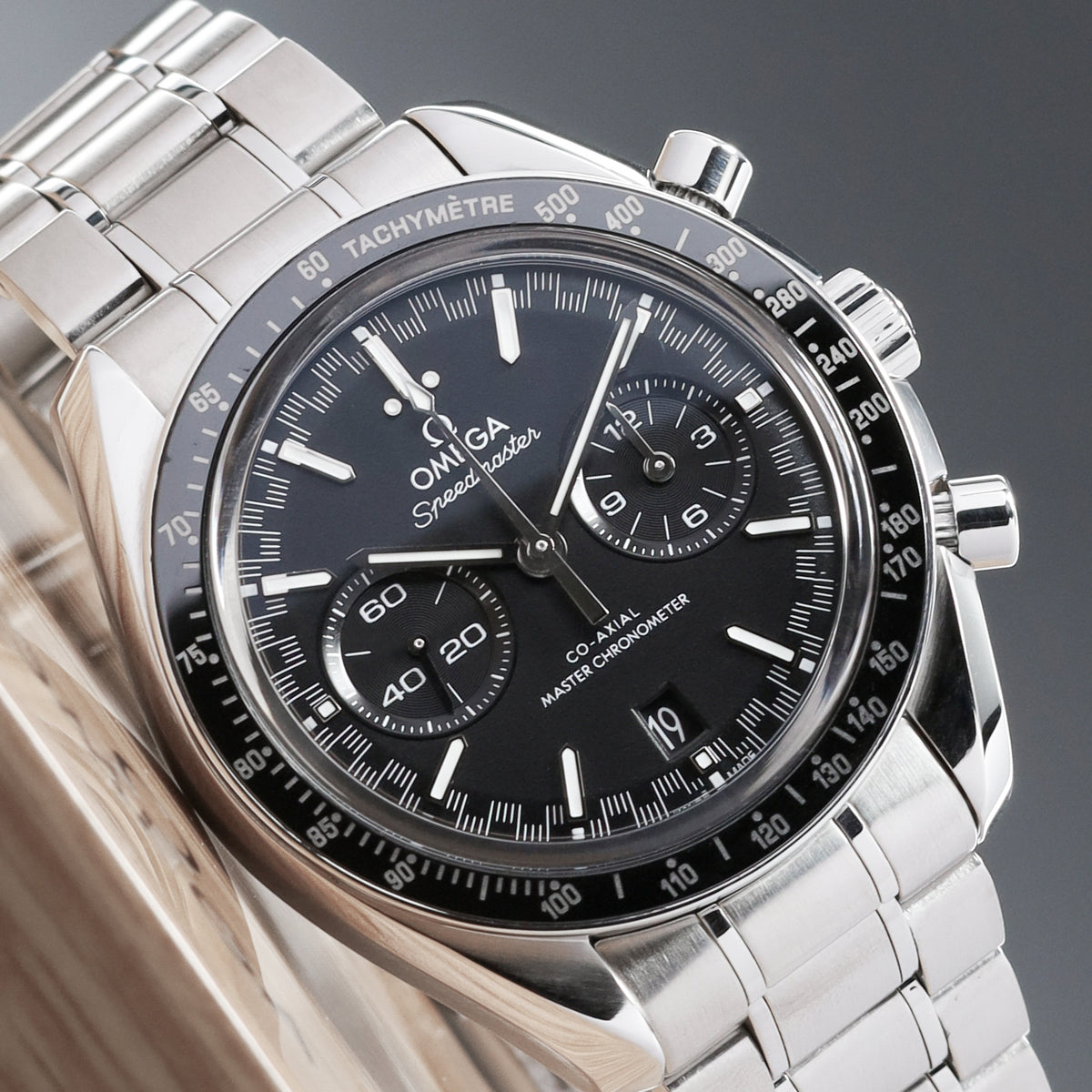 Omega Speedmaster 2022 Complete 44.25mm Stainless Steel Black Racing Dial Black Ceramic Bezel Stainless Steel Bracelet 329.30.44.51.01.001