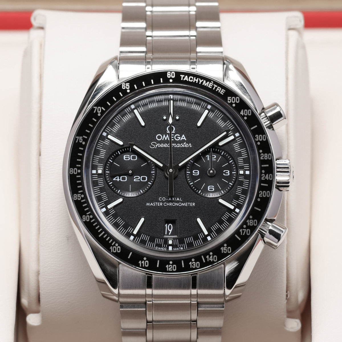 Omega Speedmaster 2022 Complete 44.25mm Stainless Steel Black Racing Dial Black Ceramic Bezel Stainless Steel Bracelet 329.30.44.51.01.001