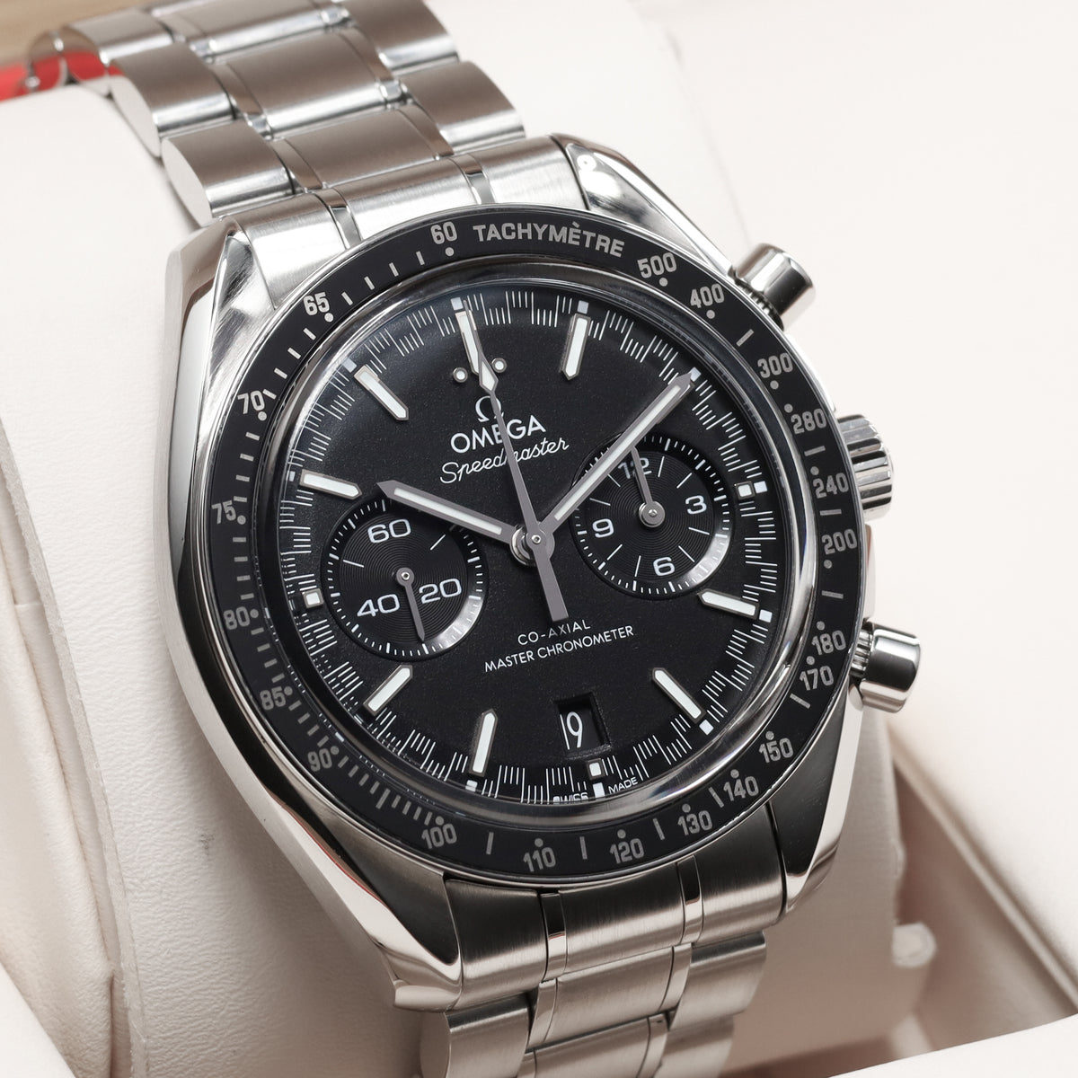 Omega Speedmaster 2022 Complete 44.25mm Stainless Steel Black Racing Dial Black Ceramic Bezel Stainless Steel Bracelet 329.30.44.51.01.001