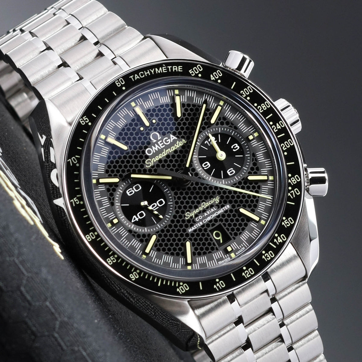Omega Speedmaster 2025 Complete 44.5mm Stainless Steel Black with Yellow Accents Dial Black Ceramic Bezel Stainless Steel Bracelet 329.30.44.51.01.003
