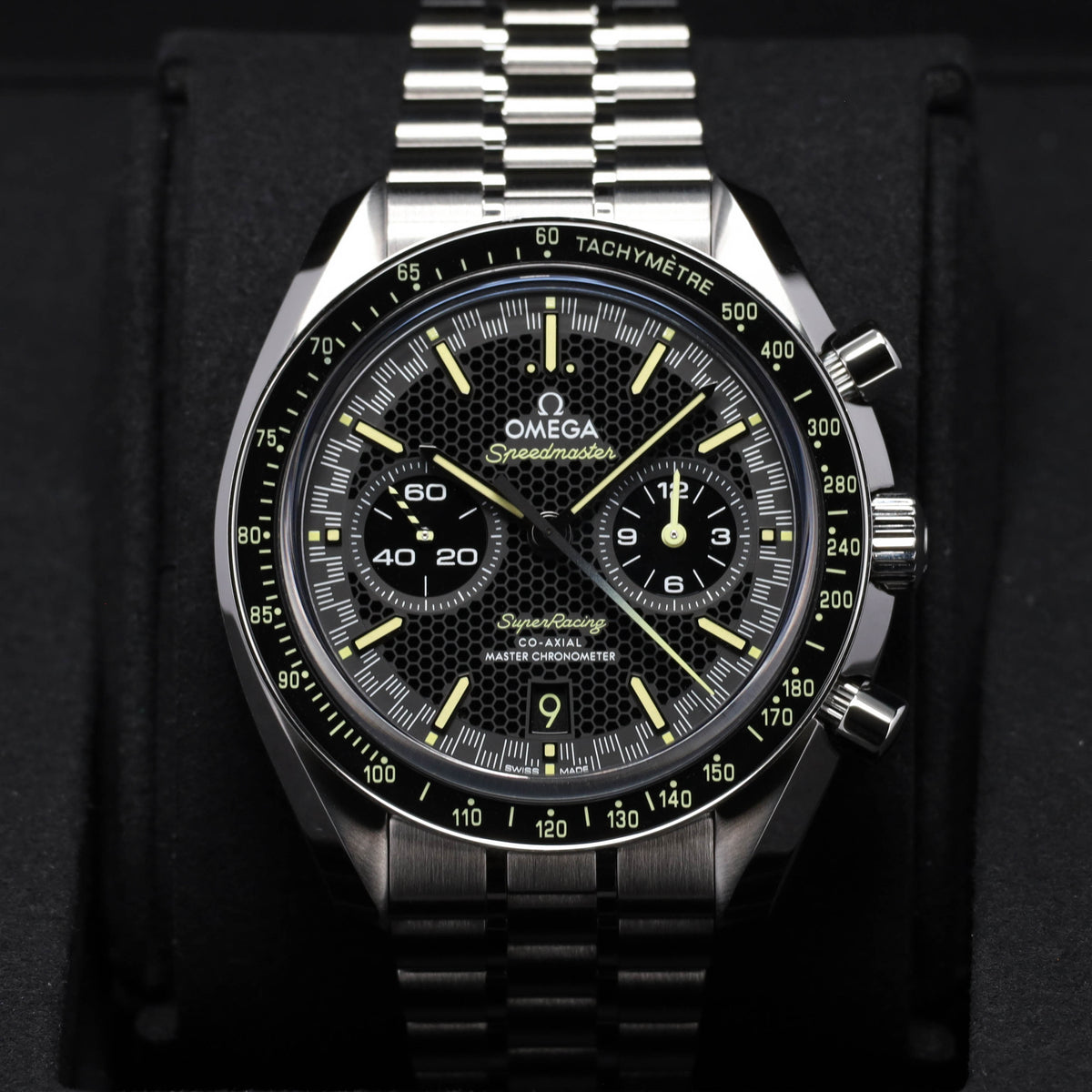 Omega Speedmaster 2025 Complete 44.5mm Stainless Steel Black with Yellow Accents Dial Black Ceramic Bezel Stainless Steel Bracelet 329.30.44.51.01.003