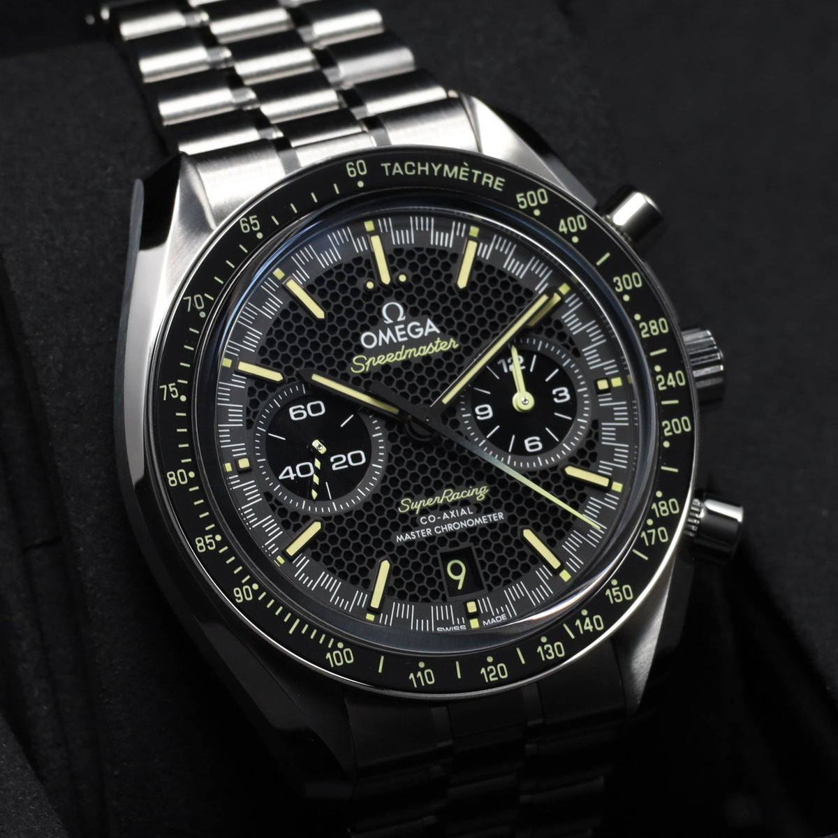 Omega Speedmaster 2025 Complete 44.5mm Stainless Steel Black with Yellow Accents Dial Black Ceramic Bezel Stainless Steel Bracelet 329.30.44.51.01.003