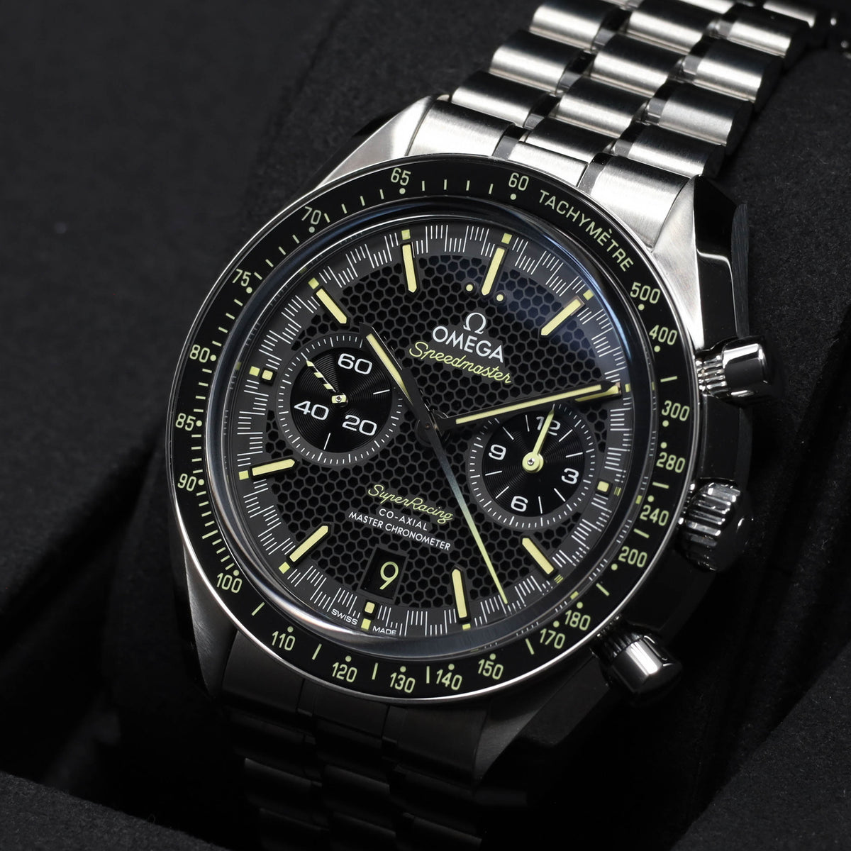 Omega Speedmaster 2025 Complete 44.5mm Stainless Steel Black with Yellow Accents Dial Black Ceramic Bezel Stainless Steel Bracelet 329.30.44.51.01.003