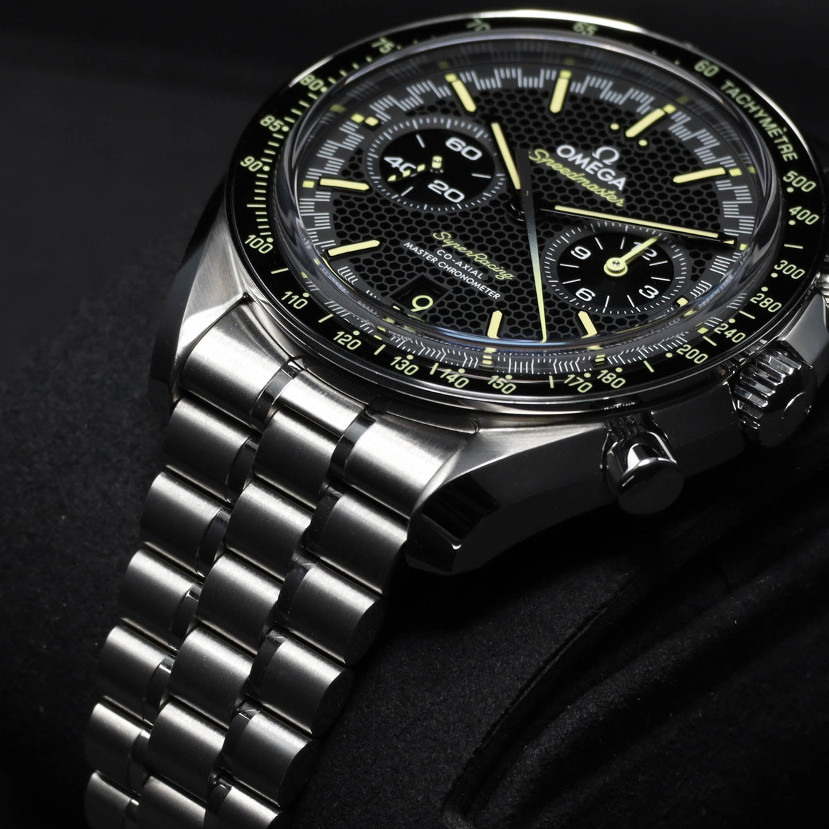 Omega Speedmaster 2025 Complete 44.5mm Stainless Steel Black with Yellow Accents Dial Black Ceramic Bezel Stainless Steel Bracelet 329.30.44.51.01.003