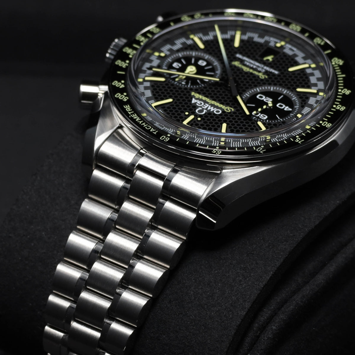 Omega Speedmaster 2025 Complete 44.5mm Stainless Steel Black with Yellow Accents Dial Black Ceramic Bezel Stainless Steel Bracelet 329.30.44.51.01.003