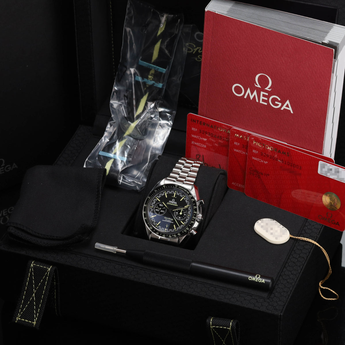 Omega Speedmaster 2025 Complete 44.5mm Stainless Steel Black with Yellow Accents Dial Black Ceramic Bezel Stainless Steel Bracelet 329.30.44.51.01.003