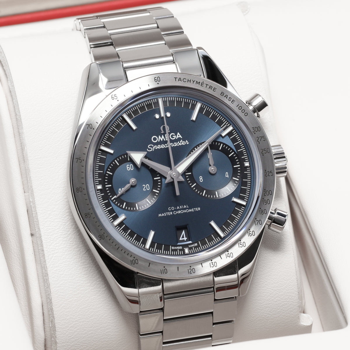 Omega Speedmaster Complete 40.5mm Stainless Steel Blue Dial Brushed Stainless Steel Tachymeter Bezel : Stainless Steel Bracelet with Foldover Clasp 332.10.41.51.03.001