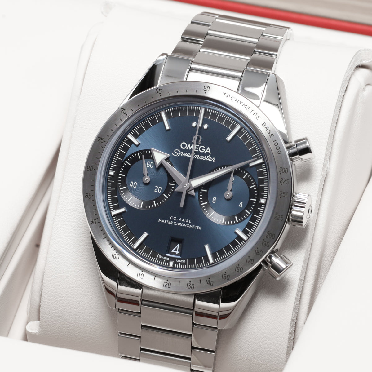 Omega Speedmaster Complete 40.5mm Stainless Steel Blue Dial Brushed Stainless Steel Tachymeter Bezel : Stainless Steel Bracelet with Foldover Clasp 332.10.41.51.03.001