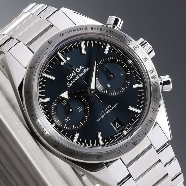 Omega Speedmaster Complete 40.5mm Stainless Steel Blue Dial Brushed Stainless Steel Tachymeter Bezel : Stainless Steel Bracelet with Foldover Clasp 332.10.41.51.03.001