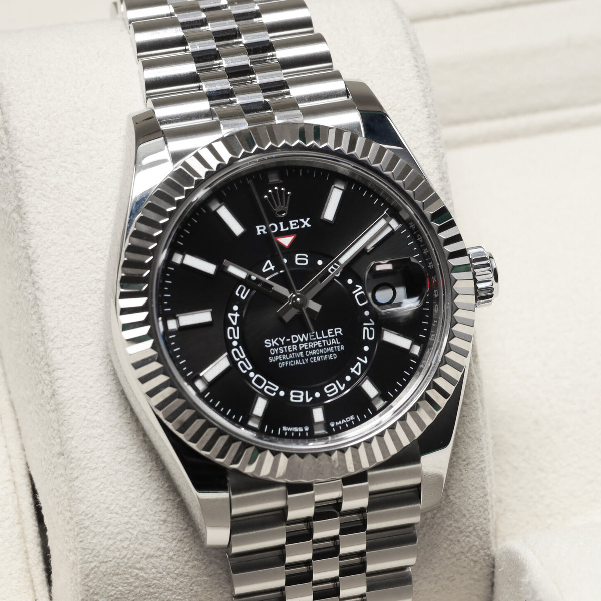 Rolex Sky Dweller 2024 42mm Oystersteel Stainless Steel & 18K White Gold Bright Black Dial 18K White Gold Fluted Ring Command Bezel Oystersteel Stainless Steel Jubilee Bracelet 336934