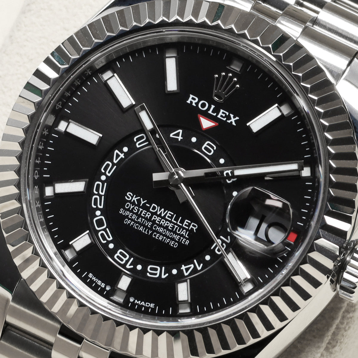 Rolex Sky Dweller 2024 42mm Oystersteel Stainless Steel & 18K White Gold Bright Black Dial 18K White Gold Fluted Ring Command Bezel Oystersteel Stainless Steel Jubilee Bracelet 336934