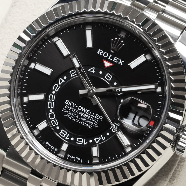 Rolex Sky Dweller 2024 42mm Oystersteel Stainless Steel & 18K White Gold Bright Black Dial 18K White Gold Fluted Ring Command Bezel Oystersteel Stainless Steel Jubilee Bracelet 336934