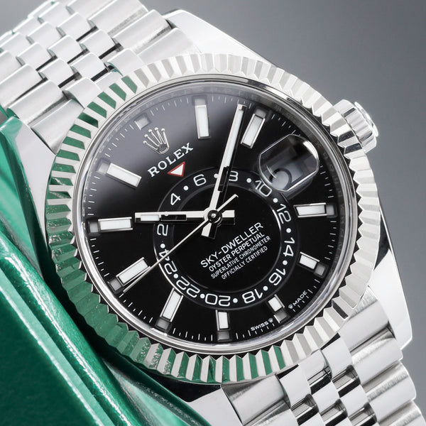 Rolex Sky Dweller 2024 42mm Oystersteel Stainless Steel & 18K White Gold Bright Black Dial 18K White Gold Fluted Ring Command Bezel Oystersteel Stainless Steel Jubilee Bracelet 336934