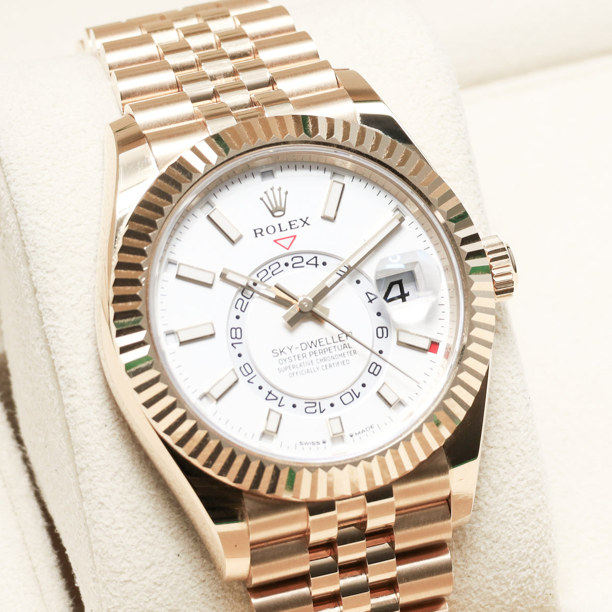 Rolex Sky Dweller Complete 2024 18k Yellow Gold White Dial 18k Yellow Gold Fluted Ring Command Bezel 18k Yellow Gold Jubilee Bracelet 336938