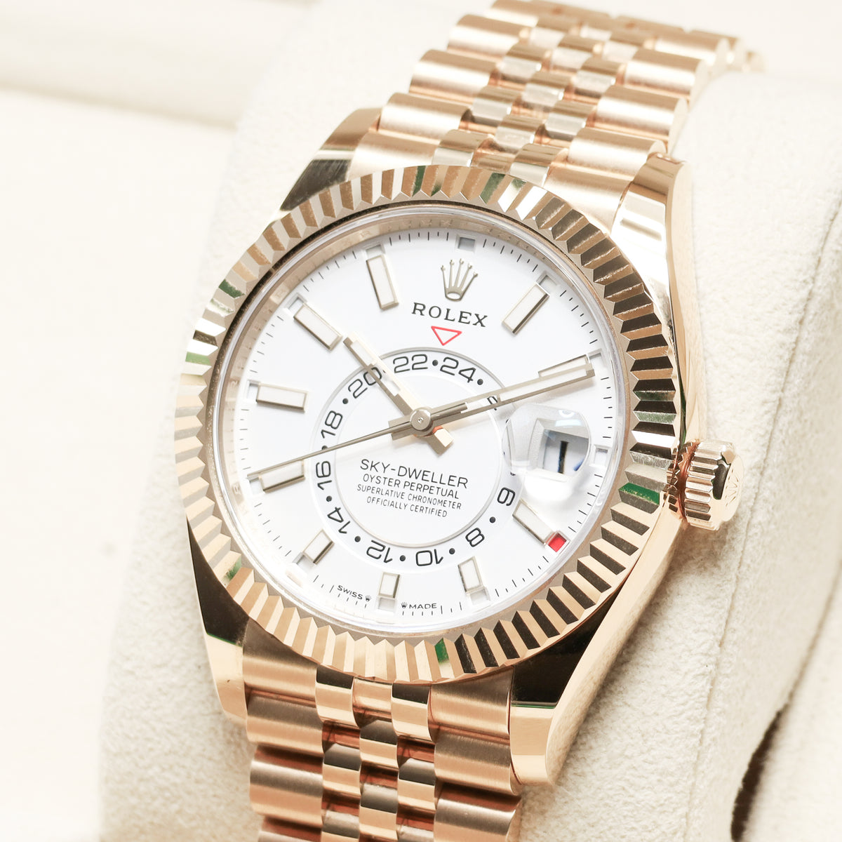Rolex Sky Dweller Complete 2024 18k Yellow Gold White Dial 18k Yellow Gold Fluted Ring Command Bezel 18k Yellow Gold Jubilee Bracelet 336938