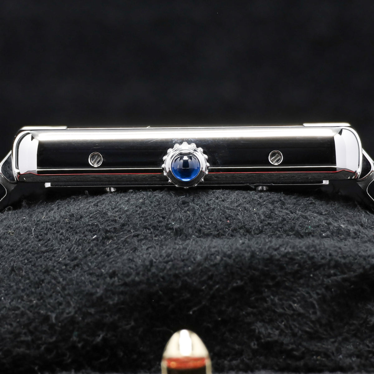 Cartier Tank 31mm Stainless Steel White with Black Roman Numerals Dial Silver-Tone Stainless Steel Bezel Black Leather Strap with Stainless Steel Folding Deployant Clasp 3515