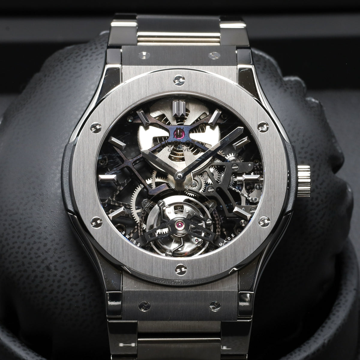Hublot Classic Fusion Tourbillon Skeleton Limited 99pcs 45mm Titanium Case Skeleton Dial Steel Bezel Titanium Bracelet 505.NX.0170.LR