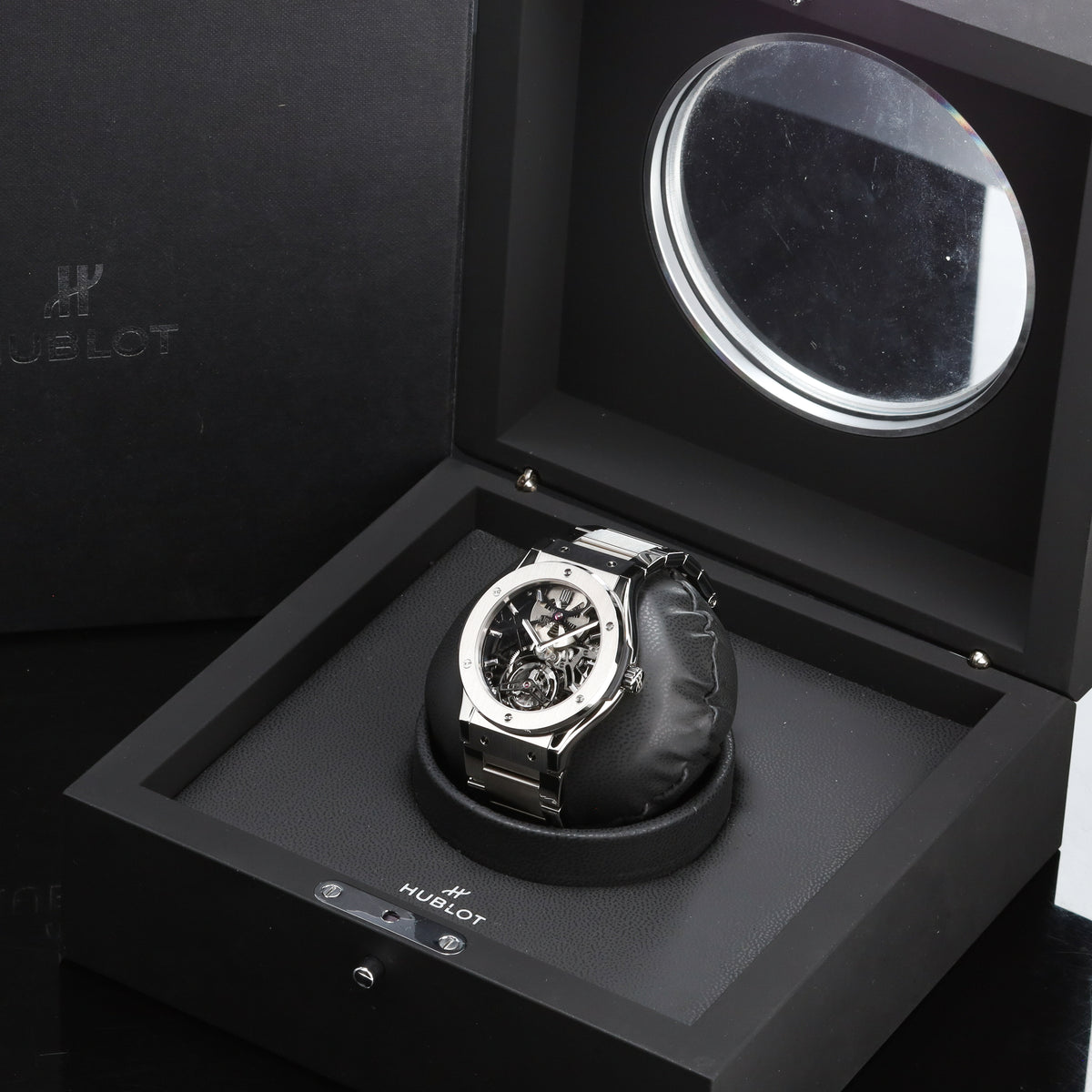 Hublot Classic Fusion Tourbillon Skeleton Limited 99pcs 45mm Titanium Case Skeleton Dial Steel Bezel Titanium Bracelet 505.NX.0170.LR