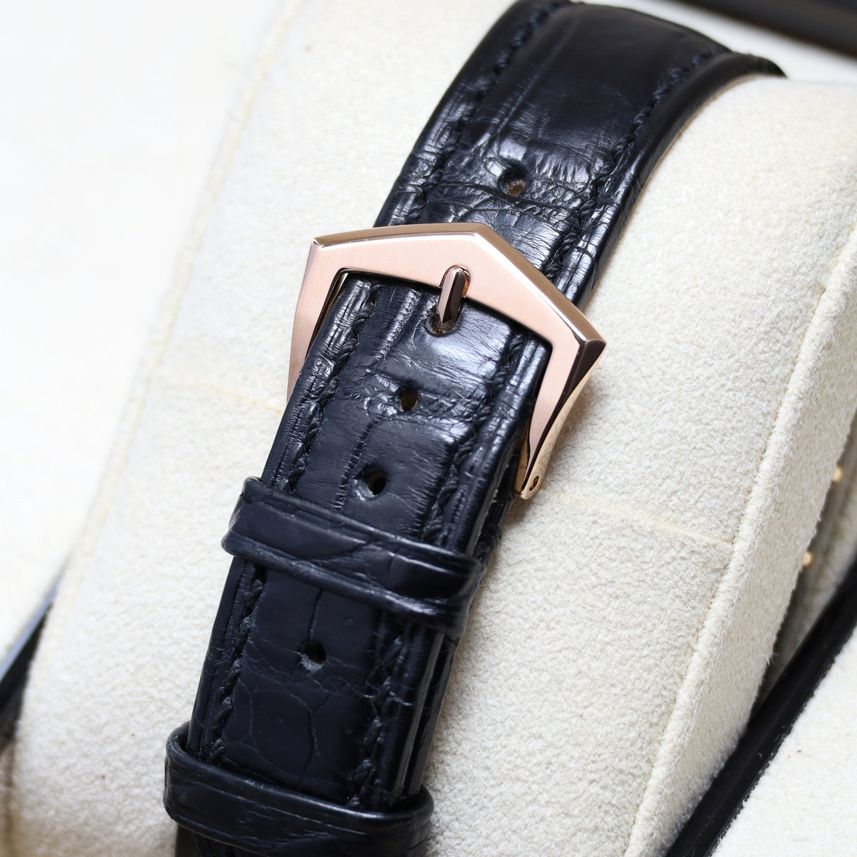 Patek Annual Calendar 2018 Complete 40mm 18k Rose Gold White Dial Rose Gold Bezel Black Alligator Leather Strap 5205R