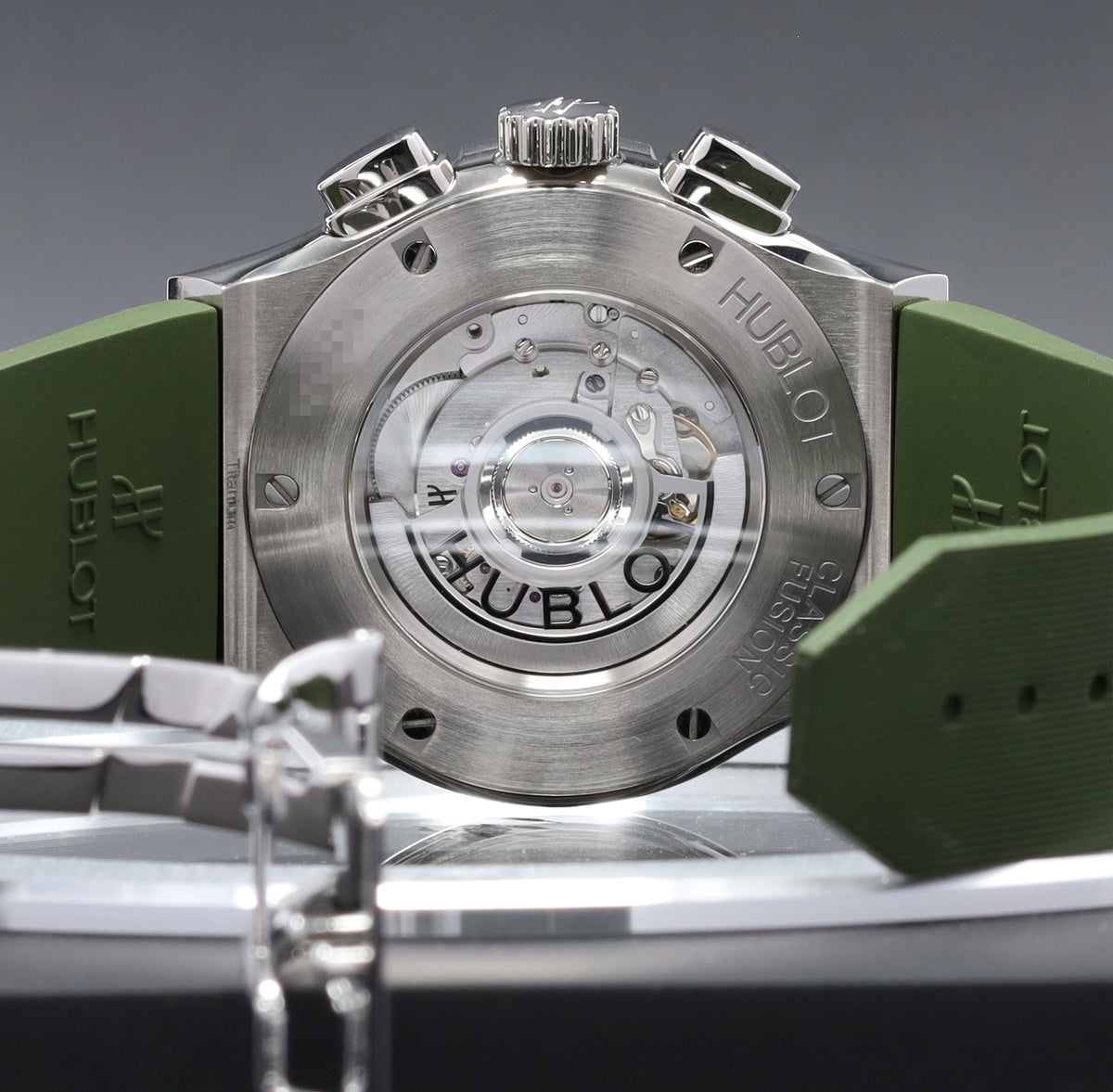 Hublot Classic Fusion 45mm Titanium Case Green Dial Titanium Bezel Leather/Rubber Strap 521.NX.8970.LR