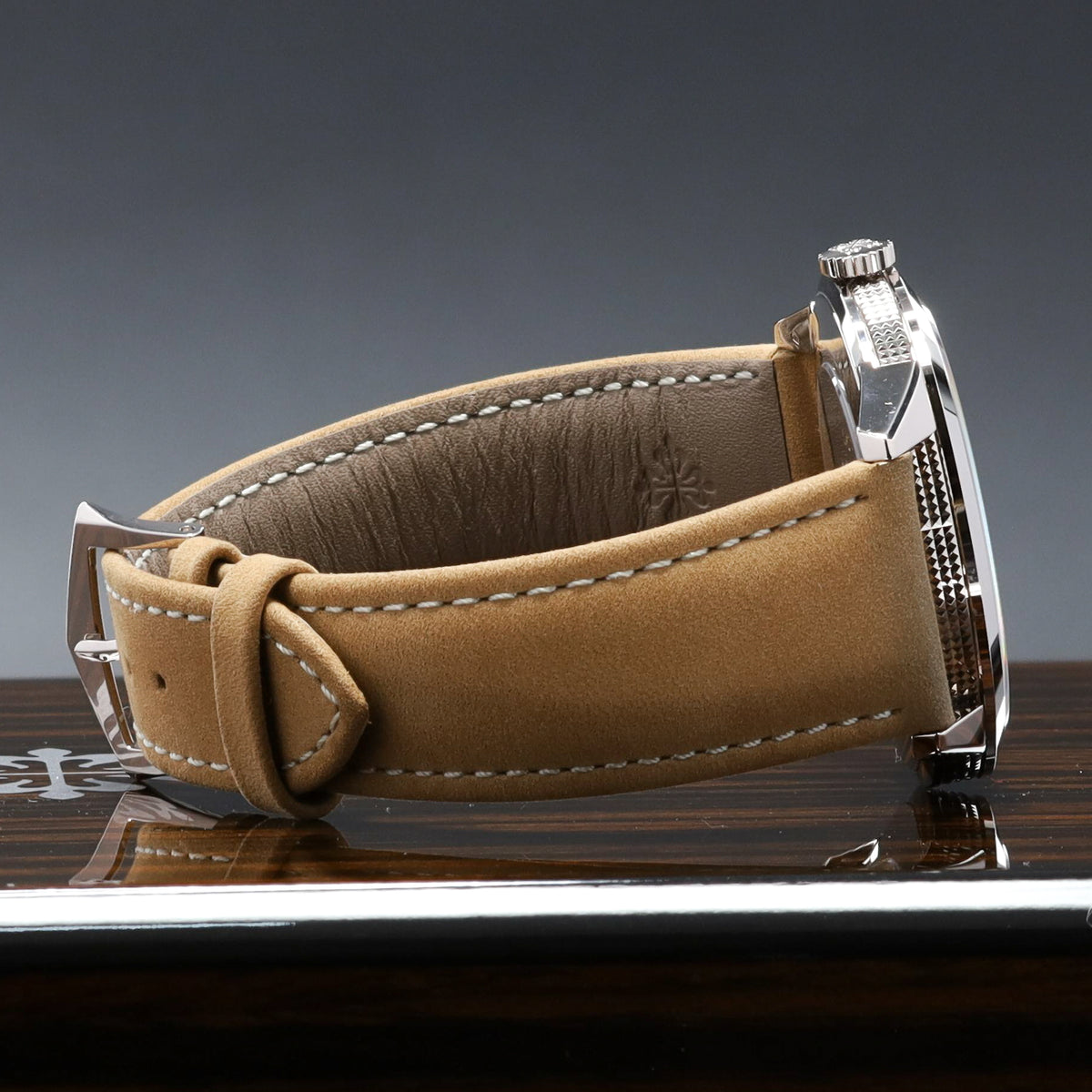 Patek Philippe Calatrava 2025 Complete 40mm White Gold Charcoal Gray Dial Calfskin Beige Strap 5226G-001