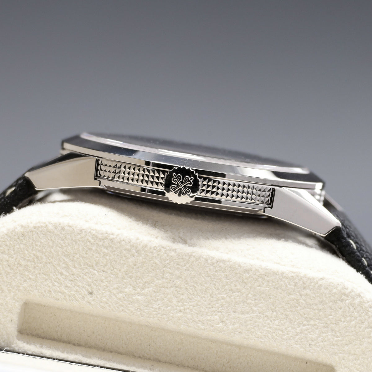 Patek Philippe Calatrava Complete 40mm White Gold Charcoal Gray Dial Calfskin Beige Strap 5226G-001