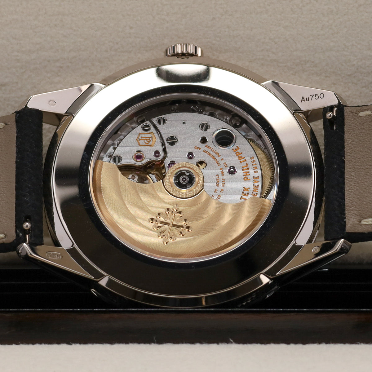 Patek Philippe Calatrava Complete 40mm White Gold Charcoal Gray Dial Calfskin Beige Strap 5226G-001