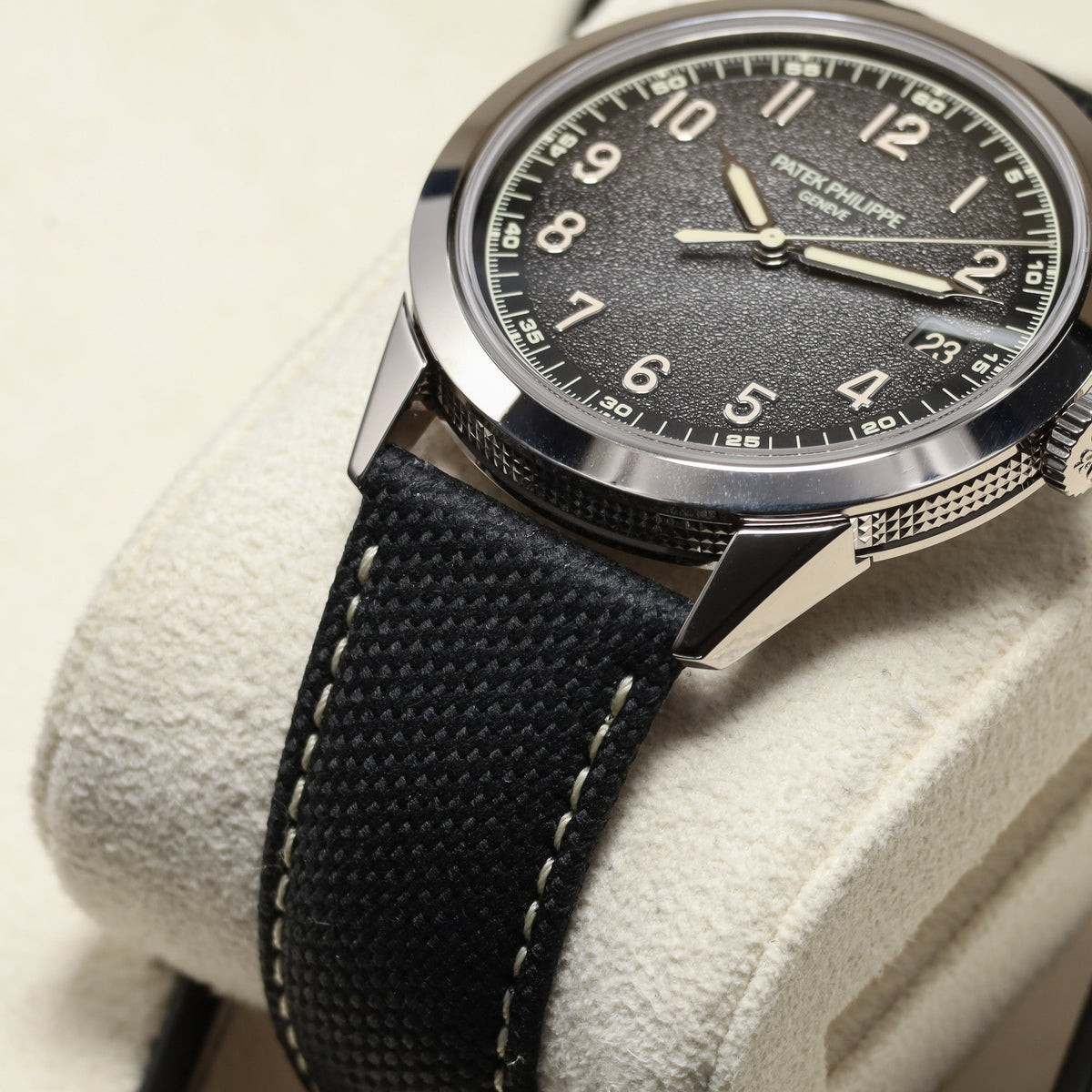 Patek Philippe Calatrava Complete 40mm White Gold Charcoal Gray Dial Calfskin Beige Strap 5226G-001