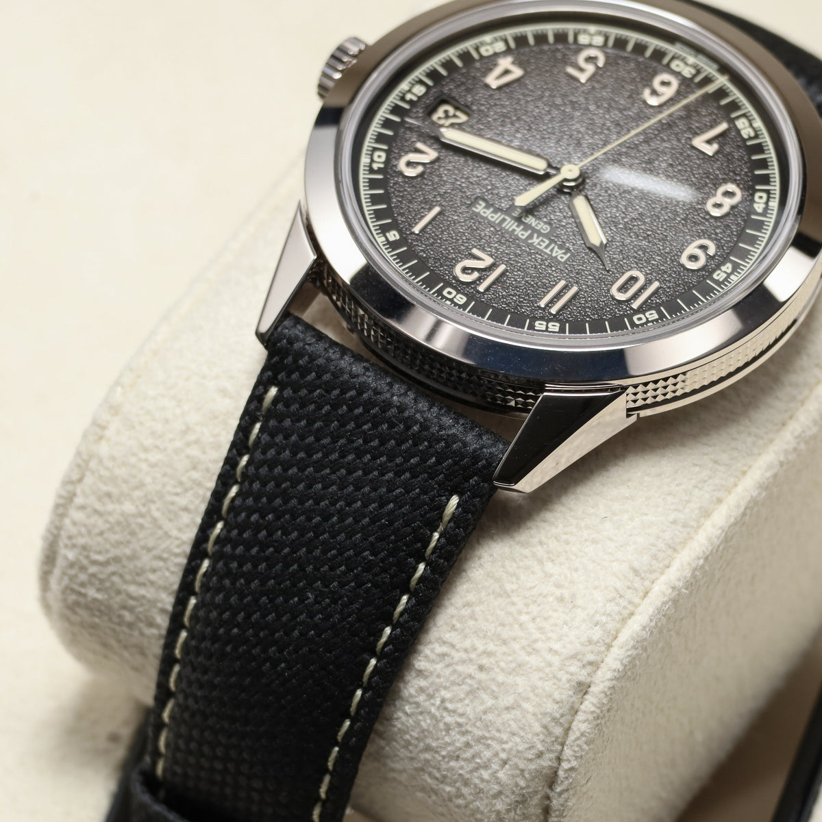 Patek Philippe Calatrava Complete 40mm White Gold Charcoal Gray Dial Calfskin Beige Strap 5226G-001