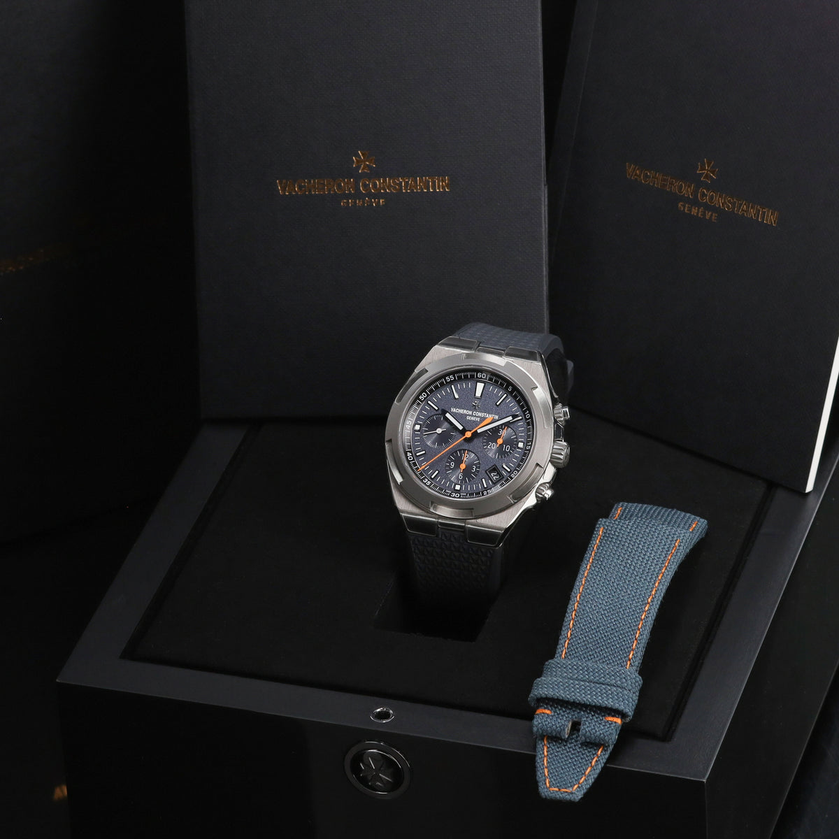 Vacheron Constantin 2022 Complete 42.5mm Titanium and Stainless Steel Blue with Orange Accents Dial Stainless Steel Bezel Blue Cordura-Style Strap 5510V
