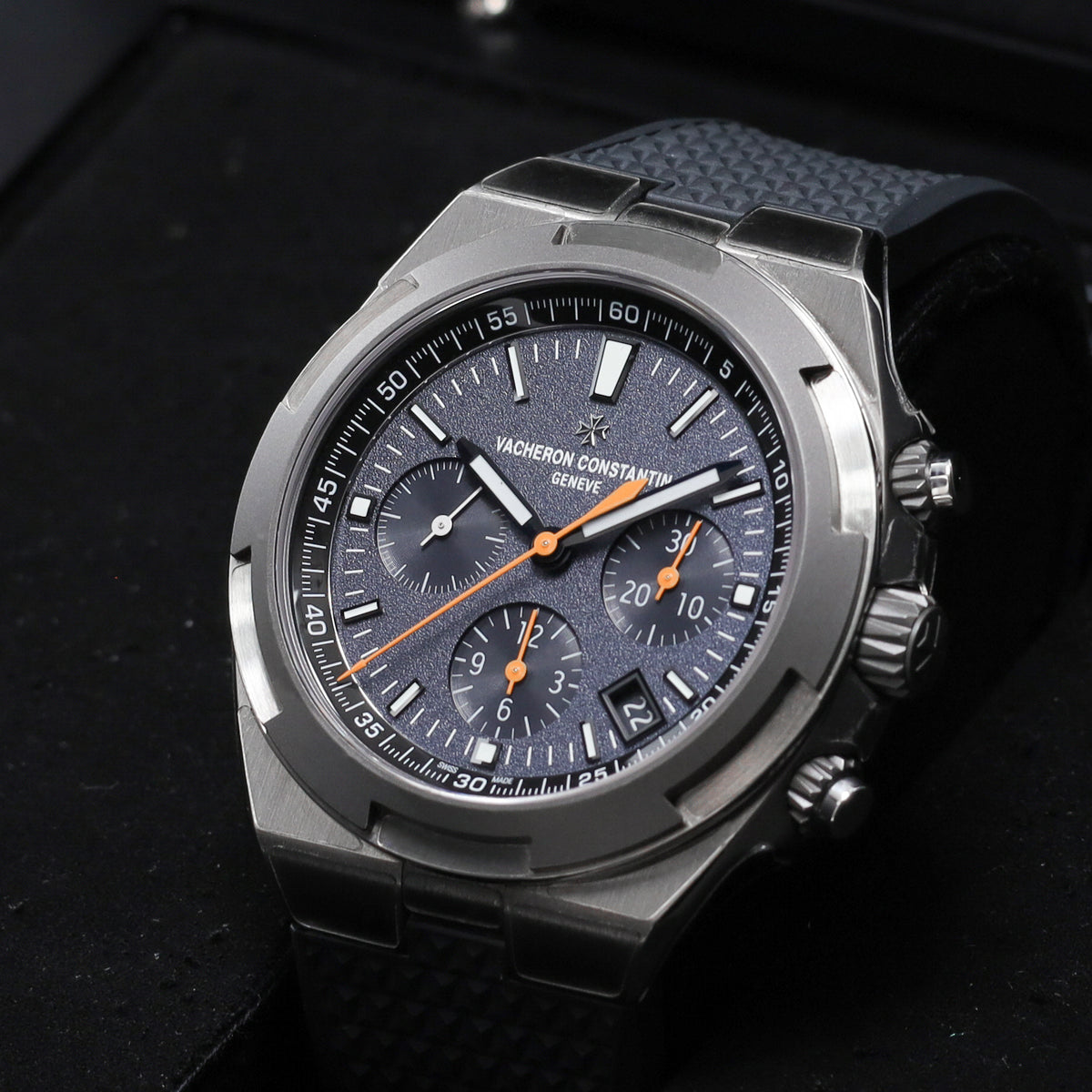 Vacheron Constantin 2022 Complete 42.5mm Titanium and Stainless Steel Blue with Orange Accents Dial Stainless Steel Bezel Blue Cordura-Style Strap 5510V