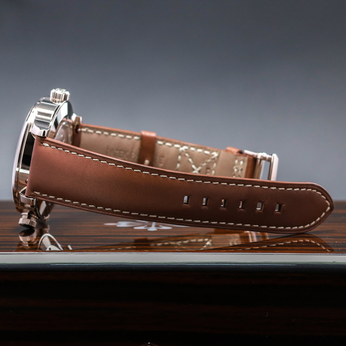 Patek Philippe Calatrava 2025 Complete 42mm 18k White Gold Blue Dial 18k White Gold Bezel Brown Leather Strap 5524G-001