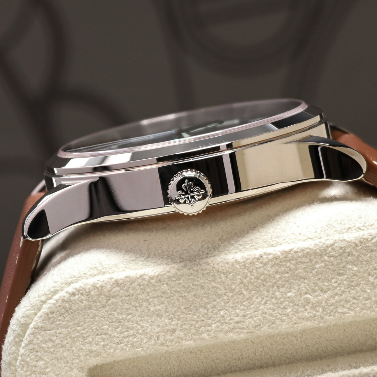Patek Philippe Calatrava 2025 Complete 42mm 18k White Gold Blue Dial 18k White Gold Bezel Brown Leather Strap 5524G-001