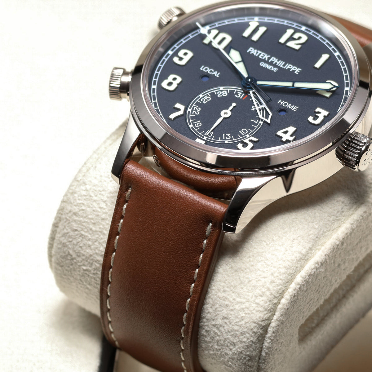 Patek Philippe Calatrava 2025 Complete 42mm 18k White Gold Blue Dial 18k White Gold Bezel Brown Leather Strap 5524G-001