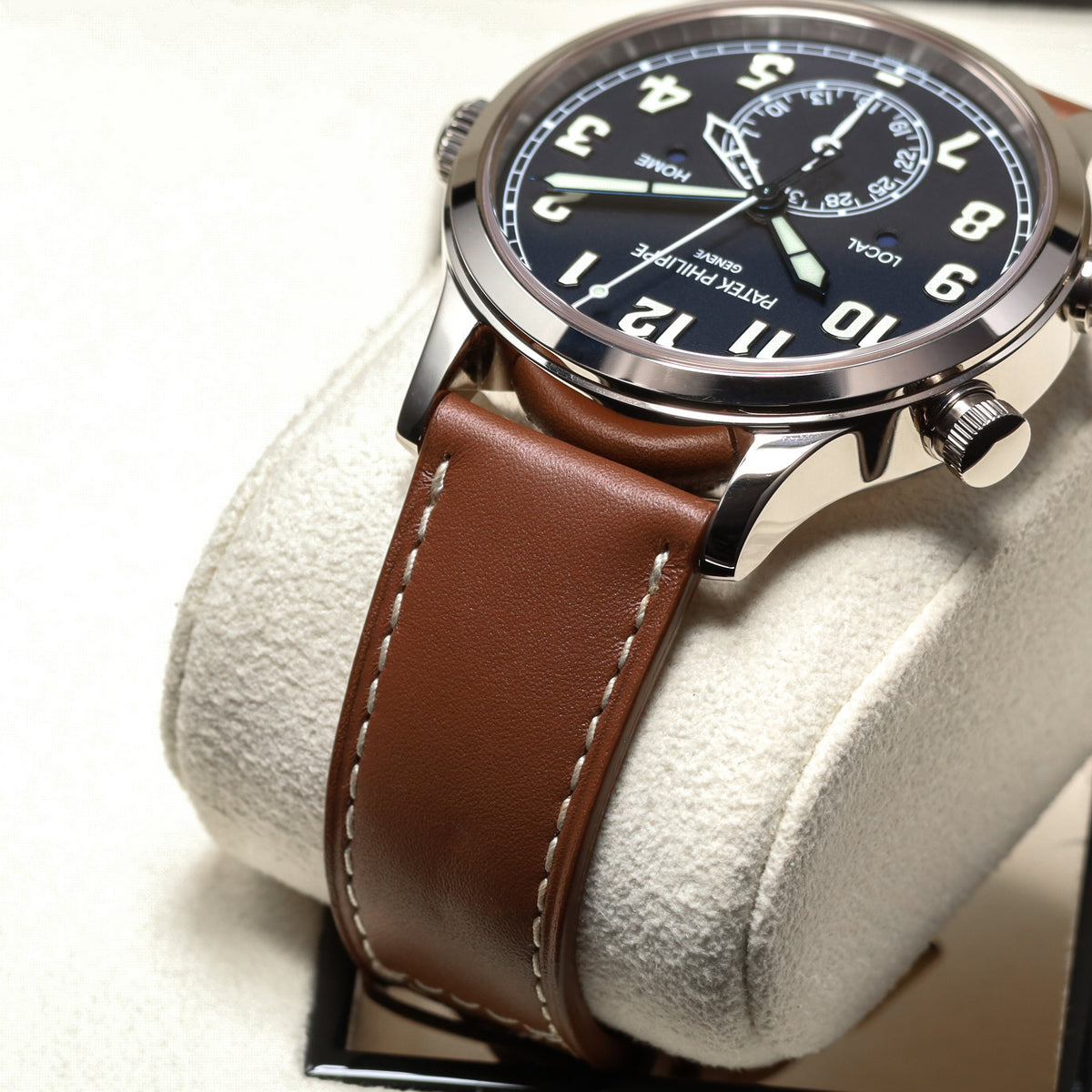 Patek Philippe Calatrava 2025 Complete 42mm 18k White Gold Blue Dial 18k White Gold Bezel Brown Leather Strap 5524G-001