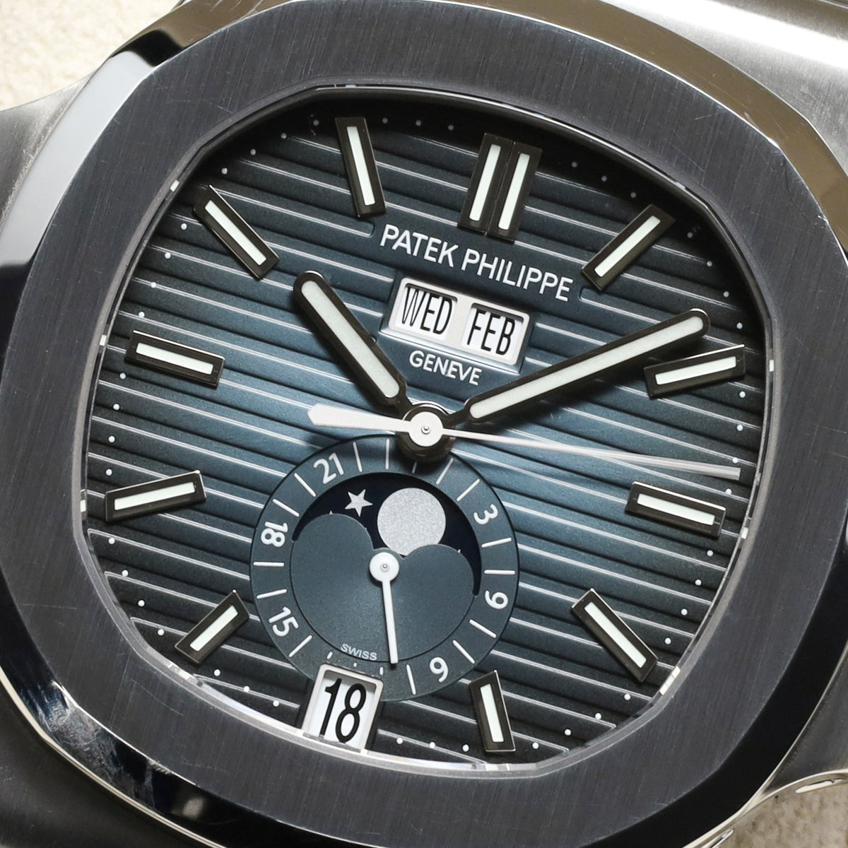 Patek Philippe Nautilus Complete 40mm Stainless Steel Blue Dial Rounded Octagonal Bezel Integrated Nautilus Bracelet 57261A