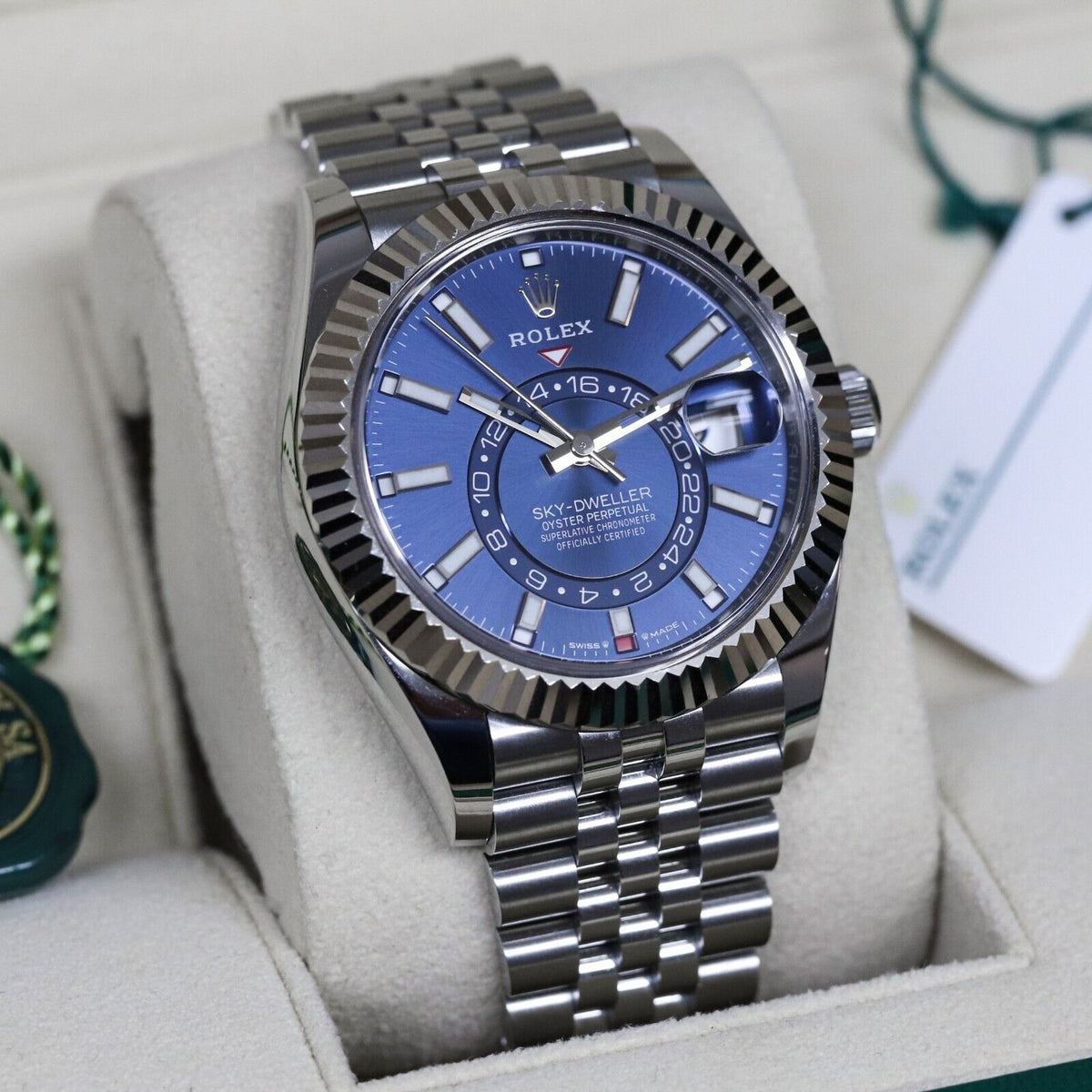 2023 Rolex Sky-Dweller 42mm Blue Dial Fluted Steel Jubilee 336934 - Complete